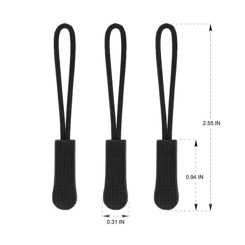 oxt Upgraded 20PCS Premium Black Zipper Pulls - Replacement Zipper Tab Tags Cord Extension Fixer for Luggage, Backpacks, Jackets, Purses, Handbags - Image 2